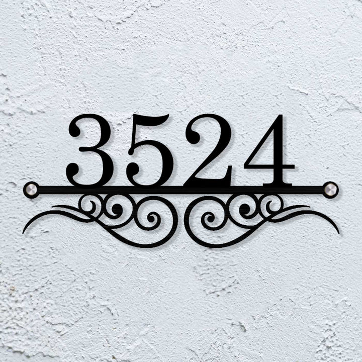 Personalized Laser Cut Elegant Design Steel Name Plate 20 - Front View Mounted on Wall