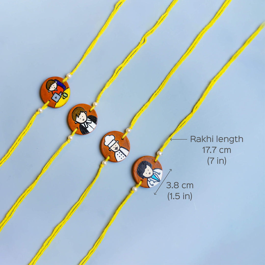 Personalized Profession Theme Terracotta Rakhi With Roli Chawal 2 - Multiple Design Variations with Dimensions