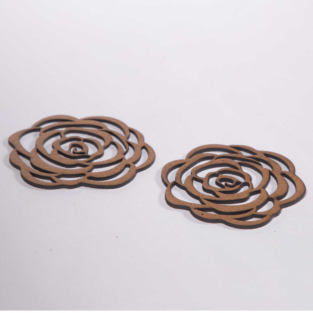 Rose Bloom MDF Laser-Cut Sleek & Elegant Coaster Set | Set of 6