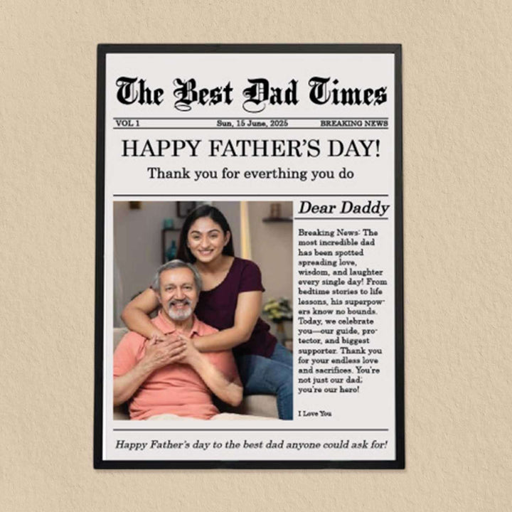 Photo Personalized Handmade Newspaper Theme MDF Wood Decorative Plaque For Fathers