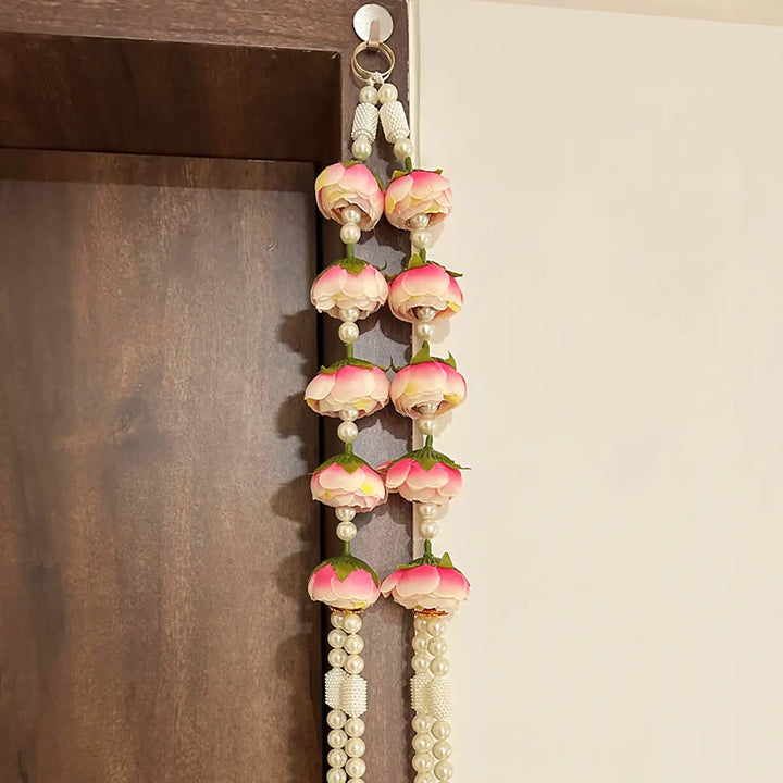 Handmade Decorative Pink Peonies & Moti Hanging