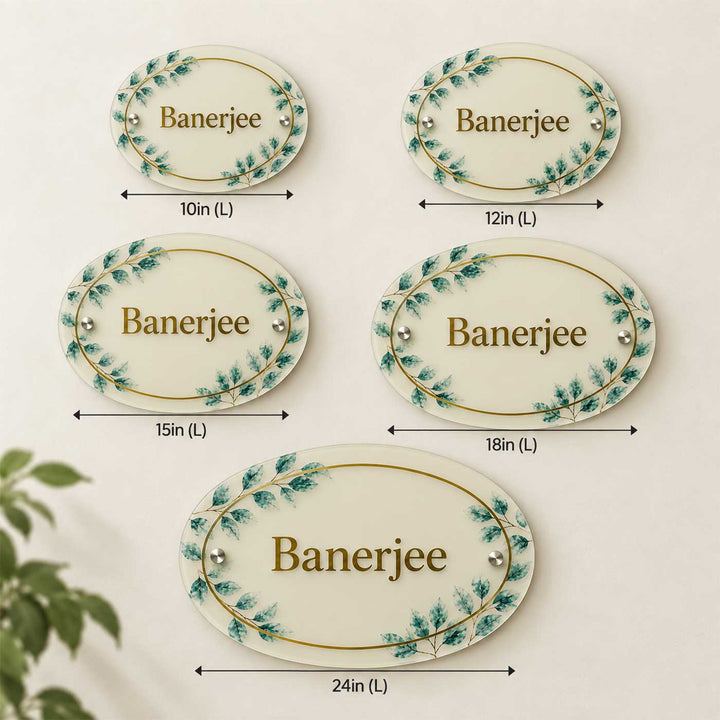 Royal Leaf Design Personalized Round Frosted Acrylic Name Plate For Home