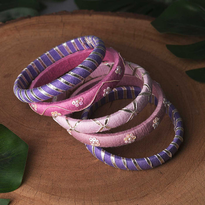 Pastel Handcrafted Elegant Gotta Patti Bangles | Set of 5