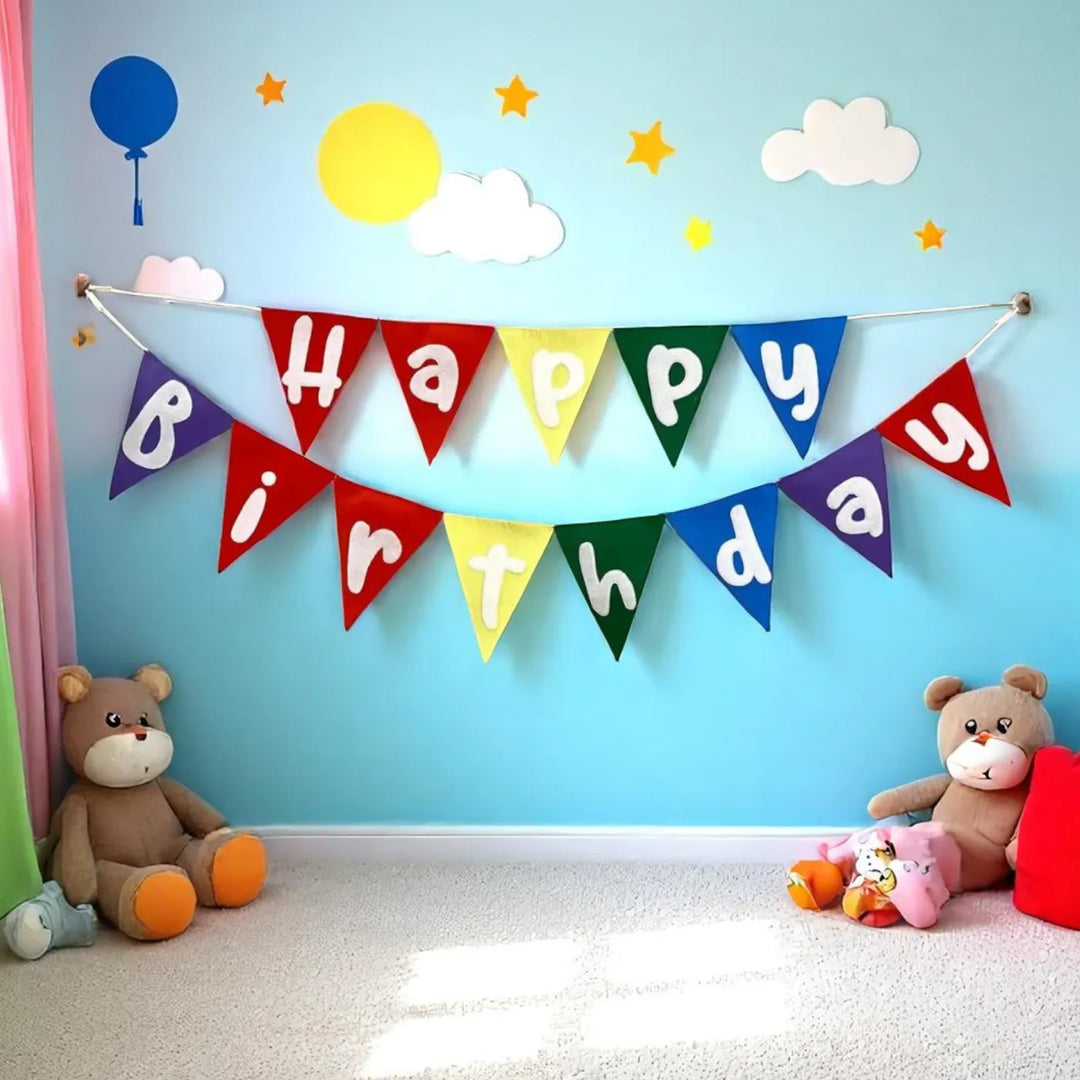 Handmade Pennant Design Felt Happy Birthday Bunting