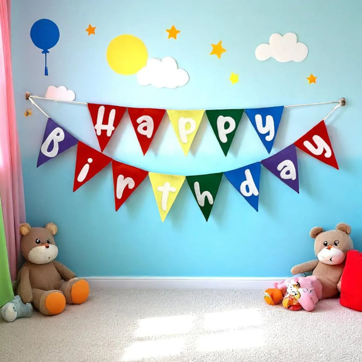 Handmade Pennant Design Felt Happy Birthday Bunting