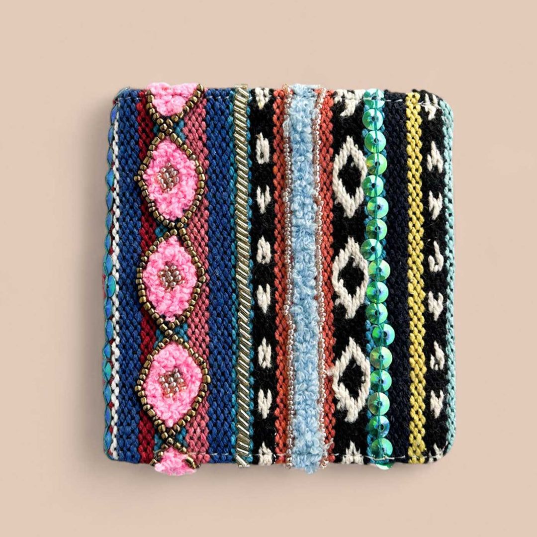 Handmade Embroidered Multicolor Boho Design Jacquard Wallet