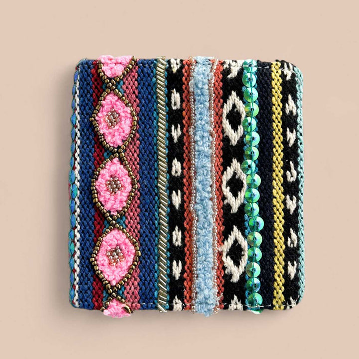 Handmade Embroidered Multicolor Boho Design Jacquard Wallet