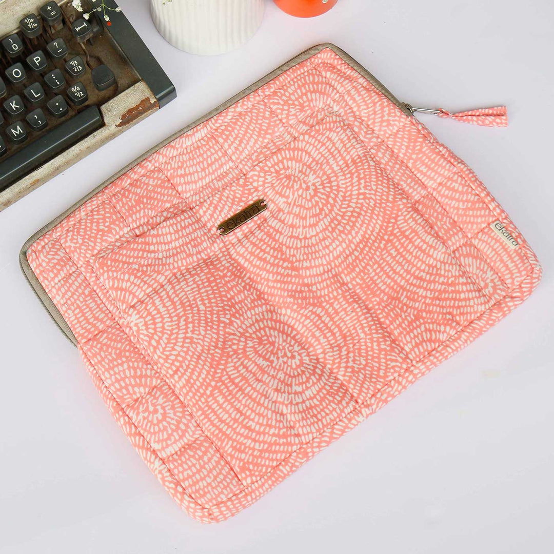 Handmade Sustainable Pink Spiral Laptop Sleeve
