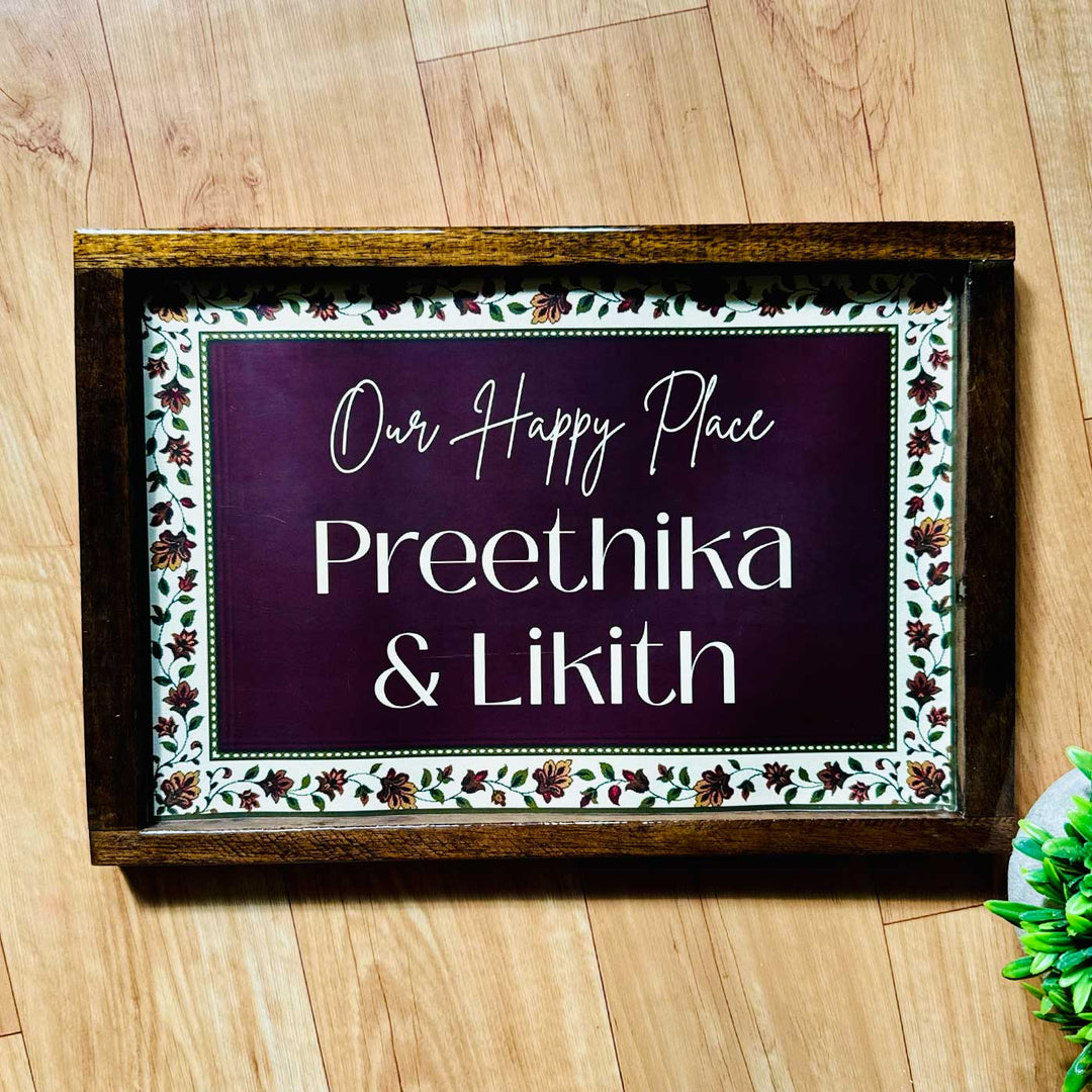 Dark Victorian Bloom Personalized Resin Wooden Frame Name Plate
