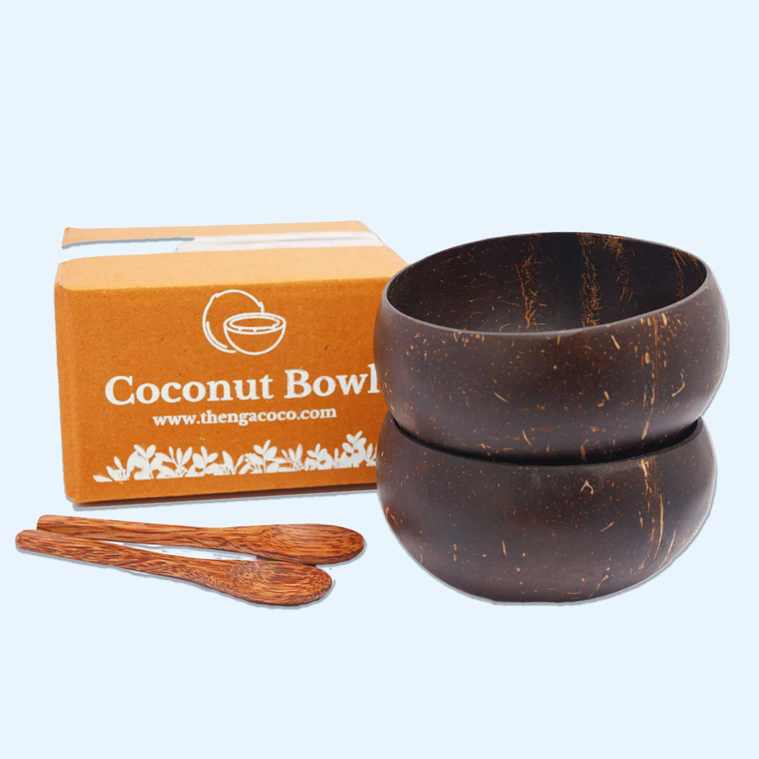 Personalized Eco-Friendly Handmade Jumbo Coconut Shell Bowl | Set of 2