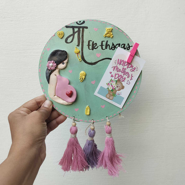 Handcrafted "Maa Ek Ehsaas" MDF & Cold Porcelain Clay Decorative Plaque