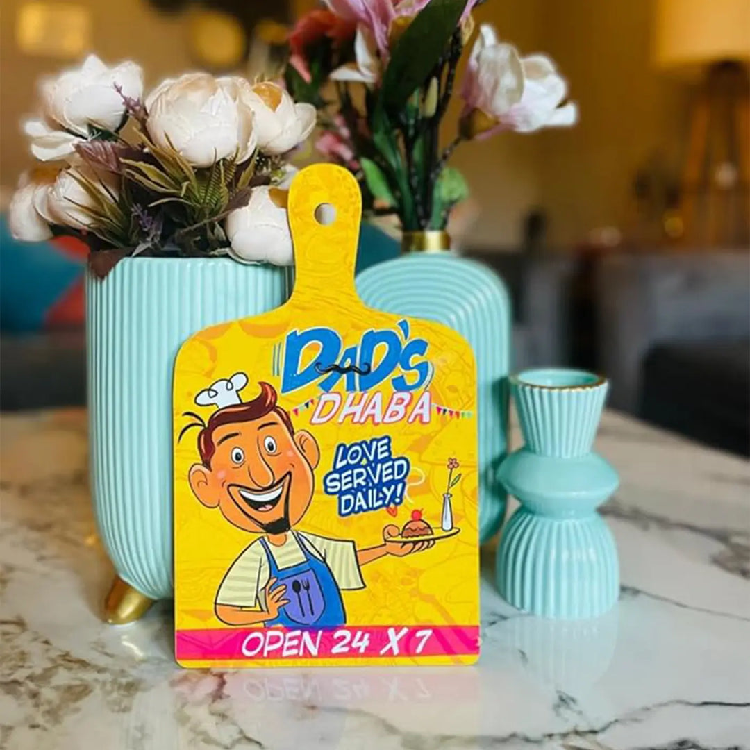 Printed Dads Dhaba Theme MDF Wood Wall Decor