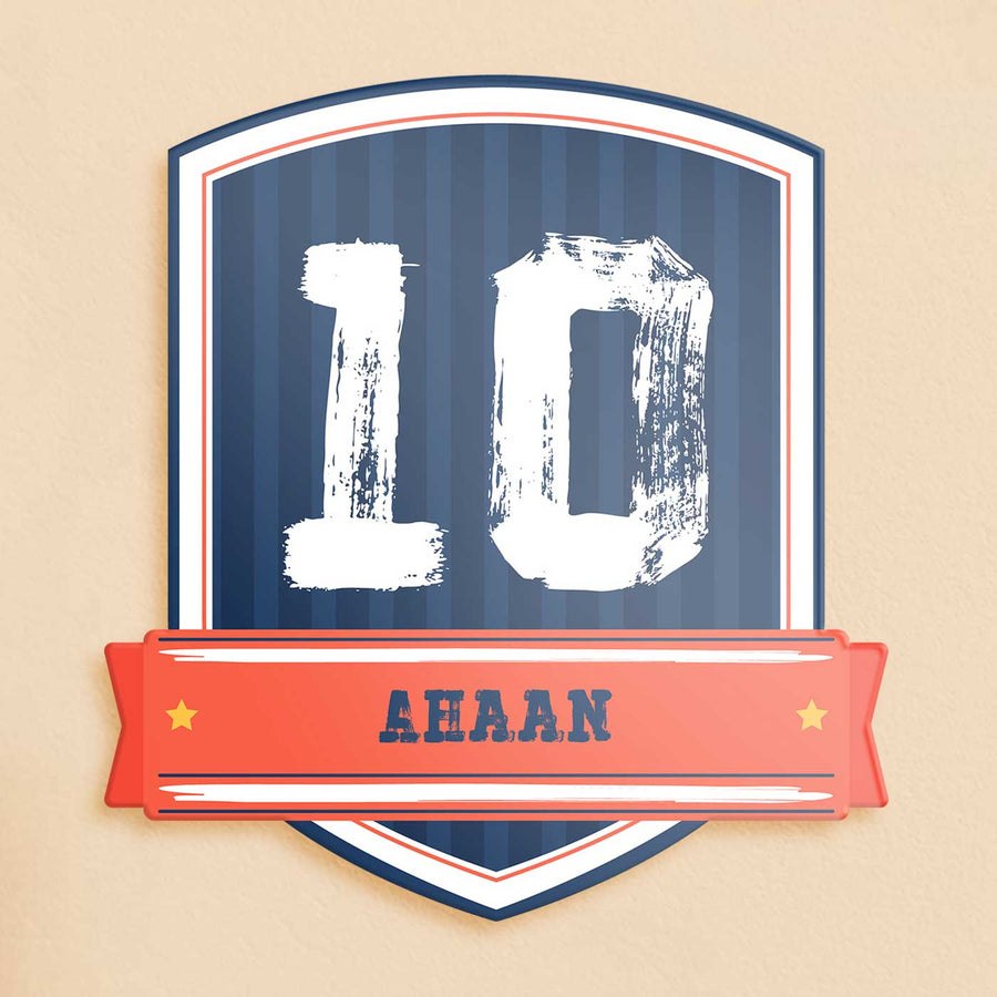 Personalized Jersey Number Theme Acrylic Kids Name Plate - Front View with Name Personalization