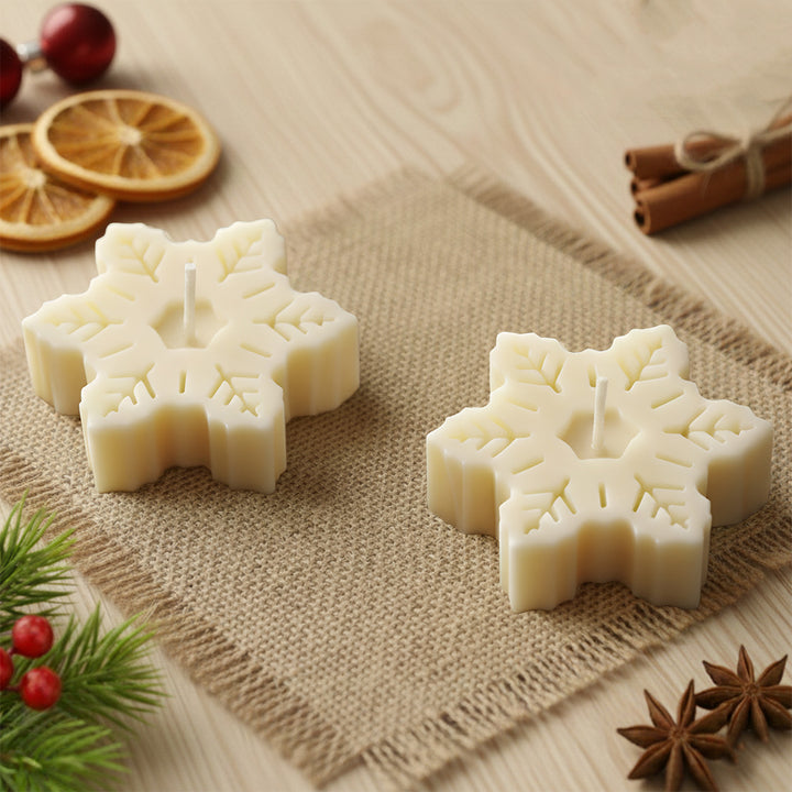 2 Pc | Handmade Snowflake Theme Soy Wax Scented Candles