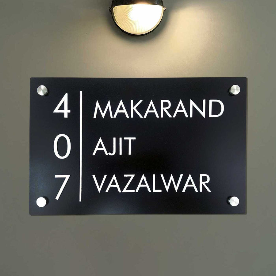 Personalized Rectangle Shaped Acrylic Name Plate 10 - Mounted on Wall with Standoffs