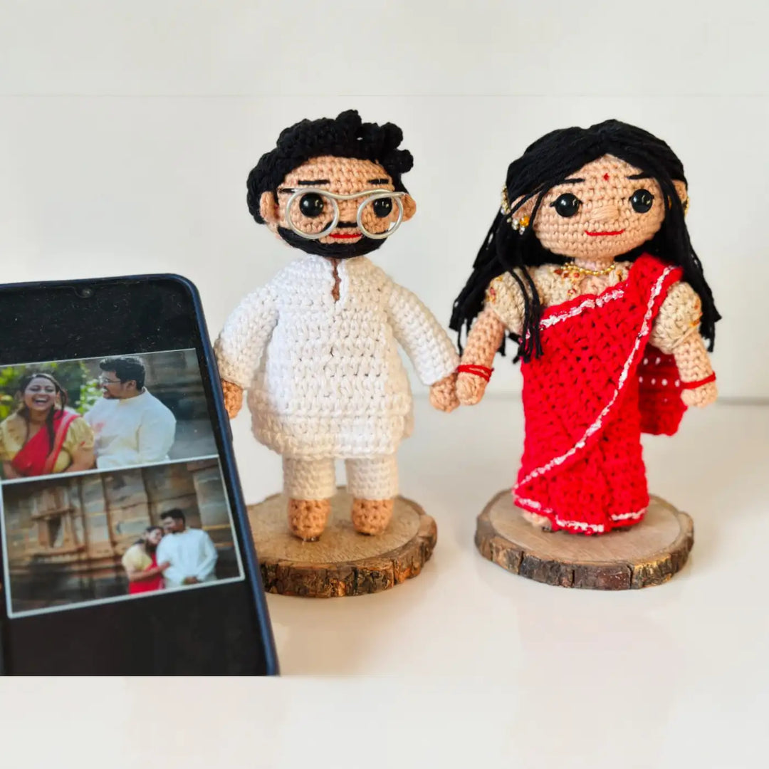 Photo Personalized Handmade Crochet Cotton Replica Doll | Set Of 2