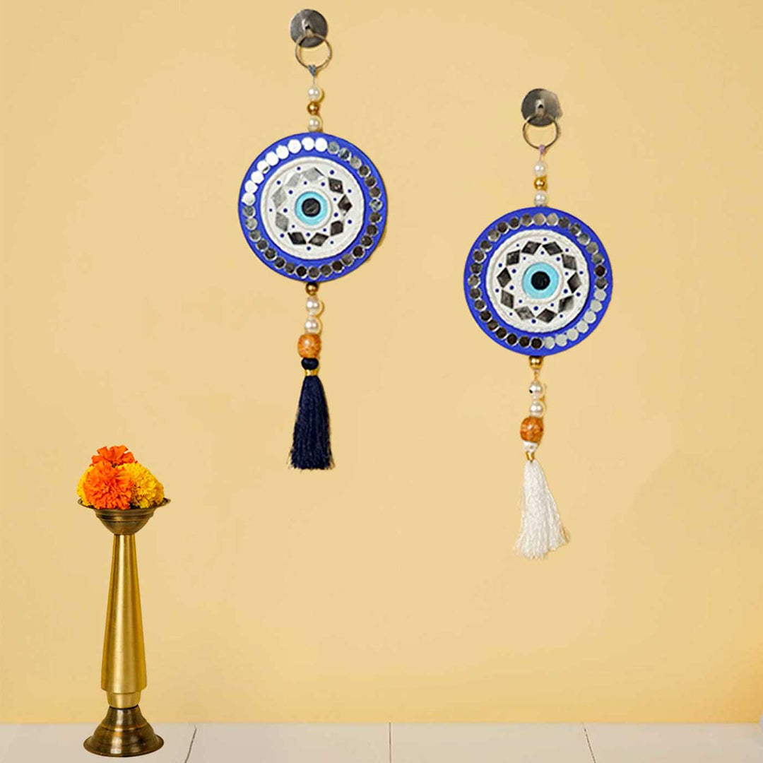 2 Pc | Handmade Evil Eye Wooden Hanging