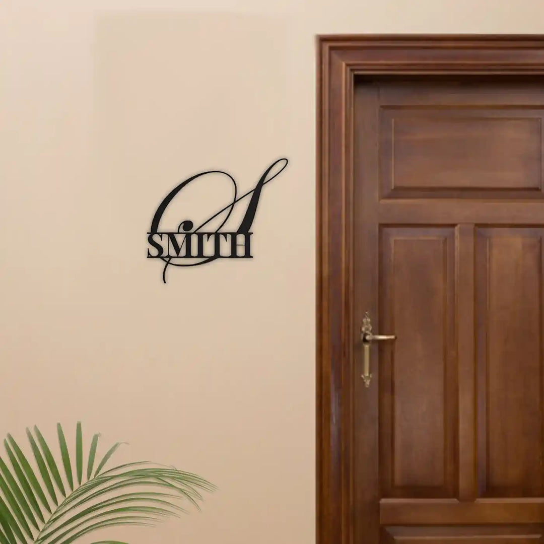 Personalized Laser Cut Minimal Black Metal Name Plate