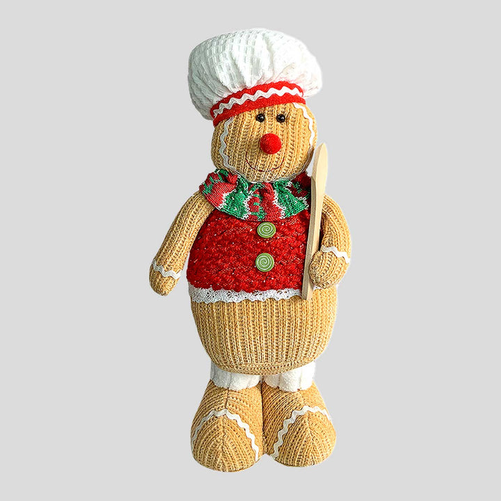 Spoon Gingerbread Self-Standing Man Woolen Decor For Christmas Table Decoration