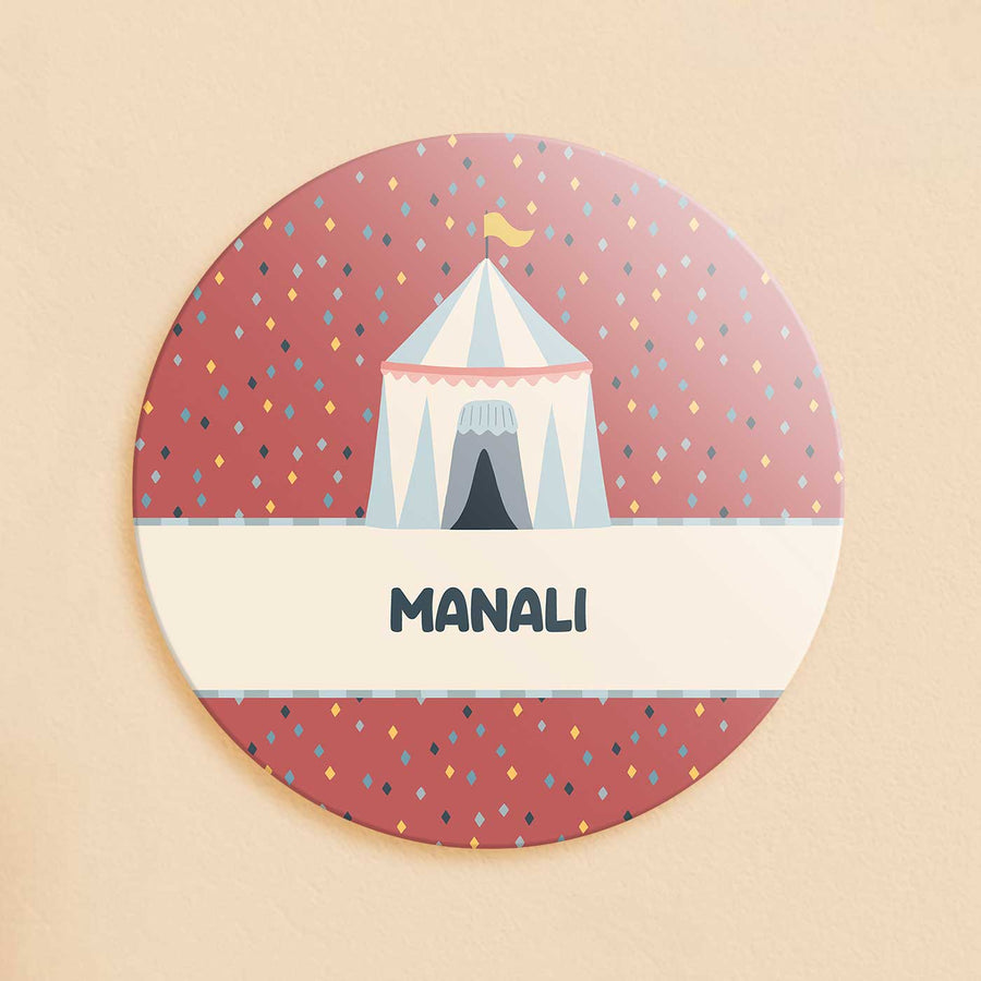 Personalized Triangle Tango Theme Acrylic Kids Name Plate - Front View with Name Personalization