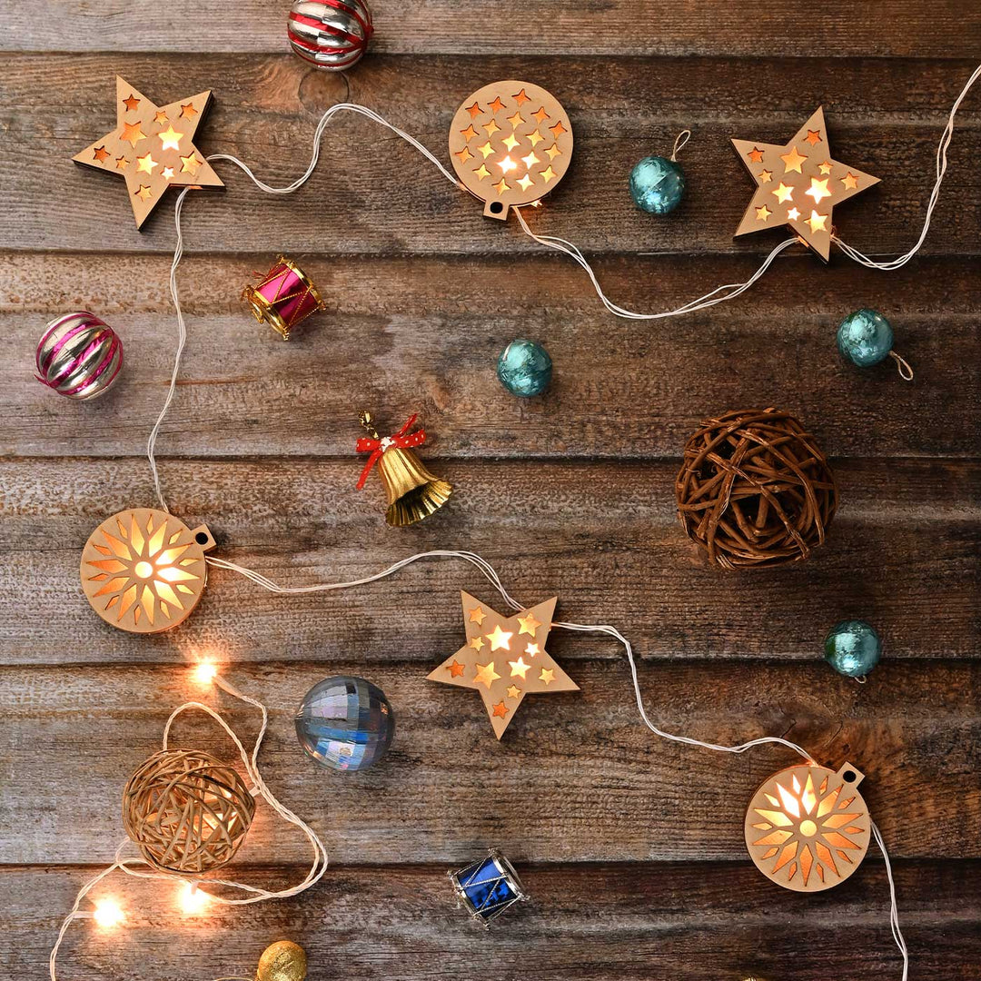 3 m, 14 Bulbs | Decorative Birch Wood Joel Gift & Tree LED Fairy Light