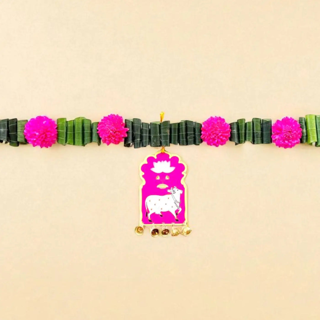 48 In | Handmade Pink Cow Motif Shola Flower Toran