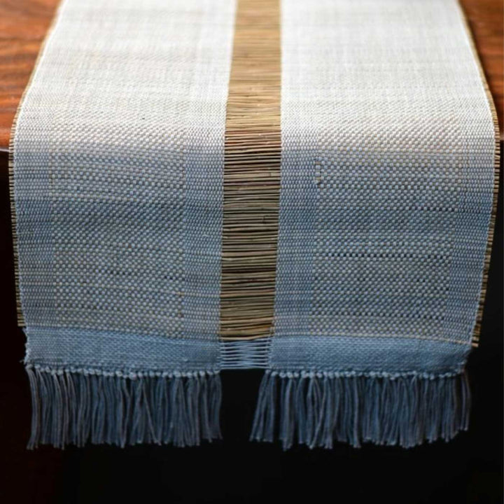 Hand Woven Single Striped Madhurkati Grey Table Runner