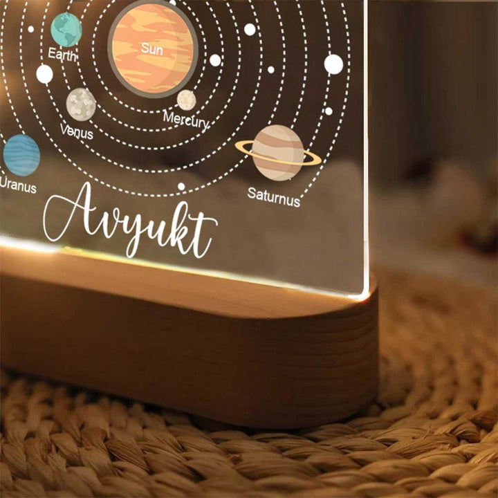 Personalized Solar System Theme Acrylic LED Table Lamp For Kids