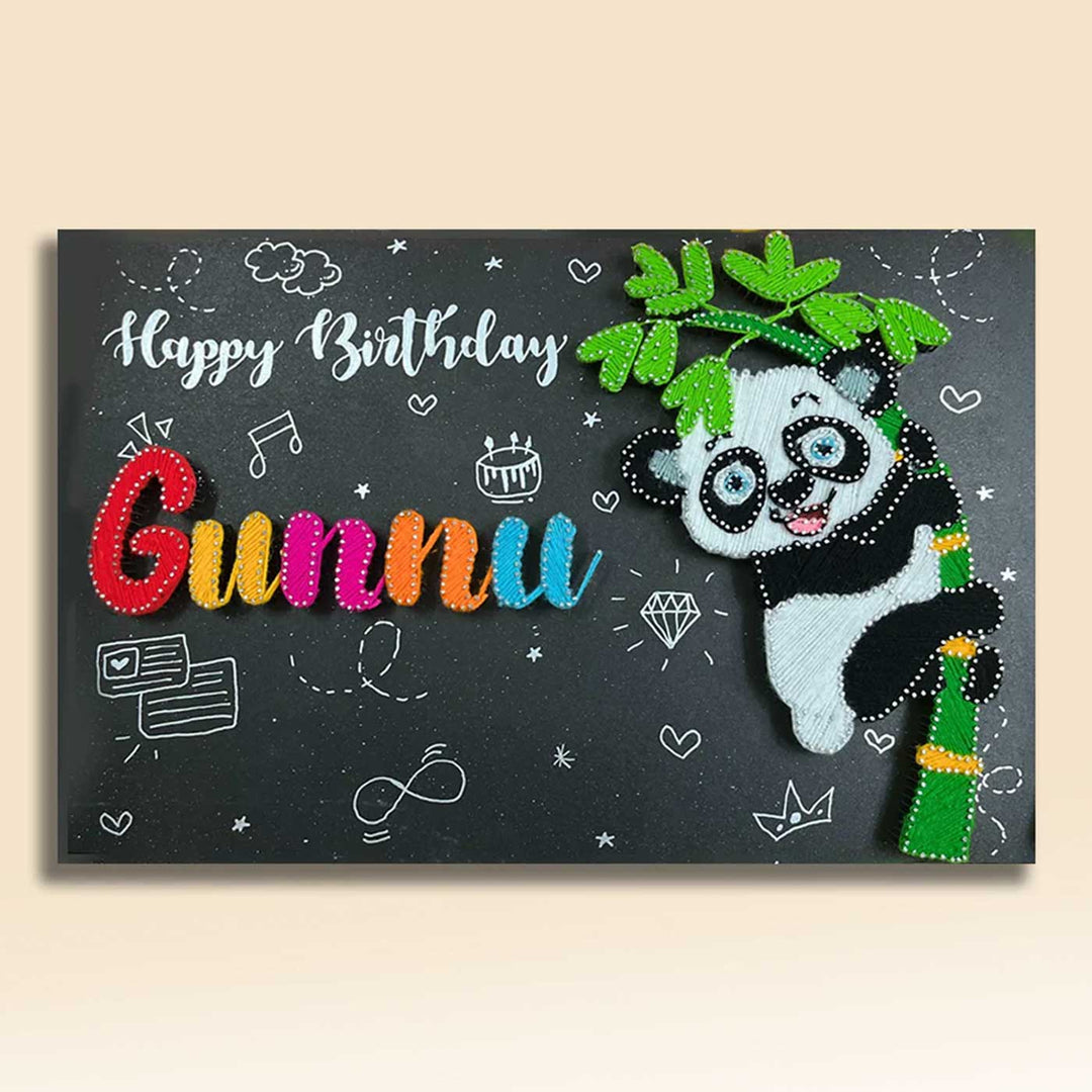 Personalized String Art Pandalicious Birthday Bash Wooden Name Plate
