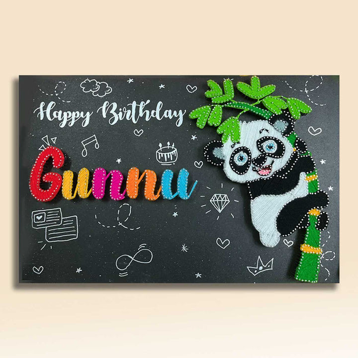 Personalized String Art Pandalicious Birthday Bash Wooden Name Plate