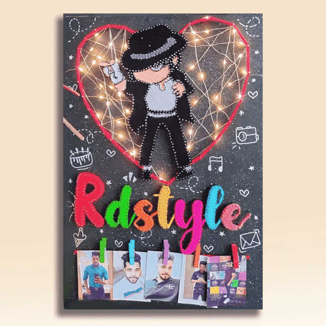 Photo Personalized String Art Dancer Theme Wooden Name Plate