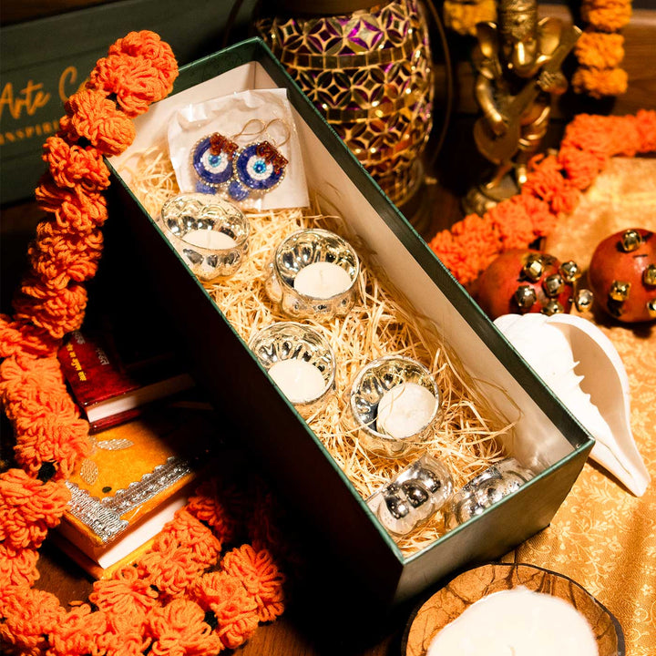 Premium Silver Radiance Diwali Glass Gift Hamper | Set Of 7