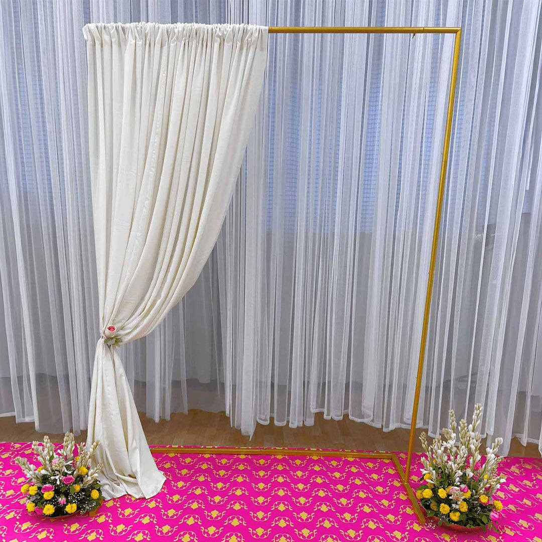 Reusable Off-White Butter Crepe Backdrop Drape, Ready-to-Hang for Pooja & Photoshoot Decor
