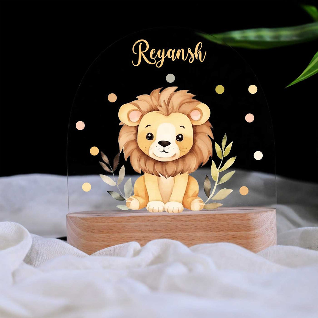 Personalized Lion Theme Acrylic LED Table Lamp For Kids