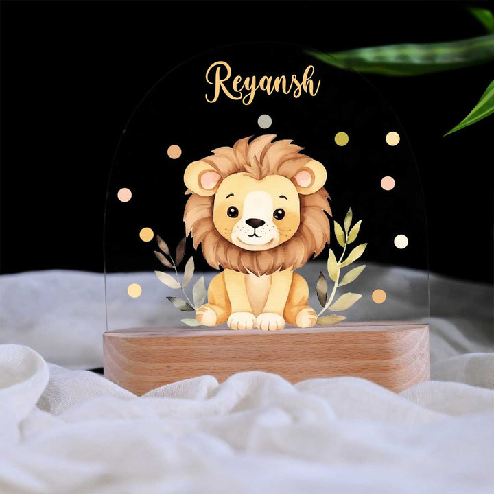 Personalized Lion Theme Acrylic LED Table Lamp For Kids