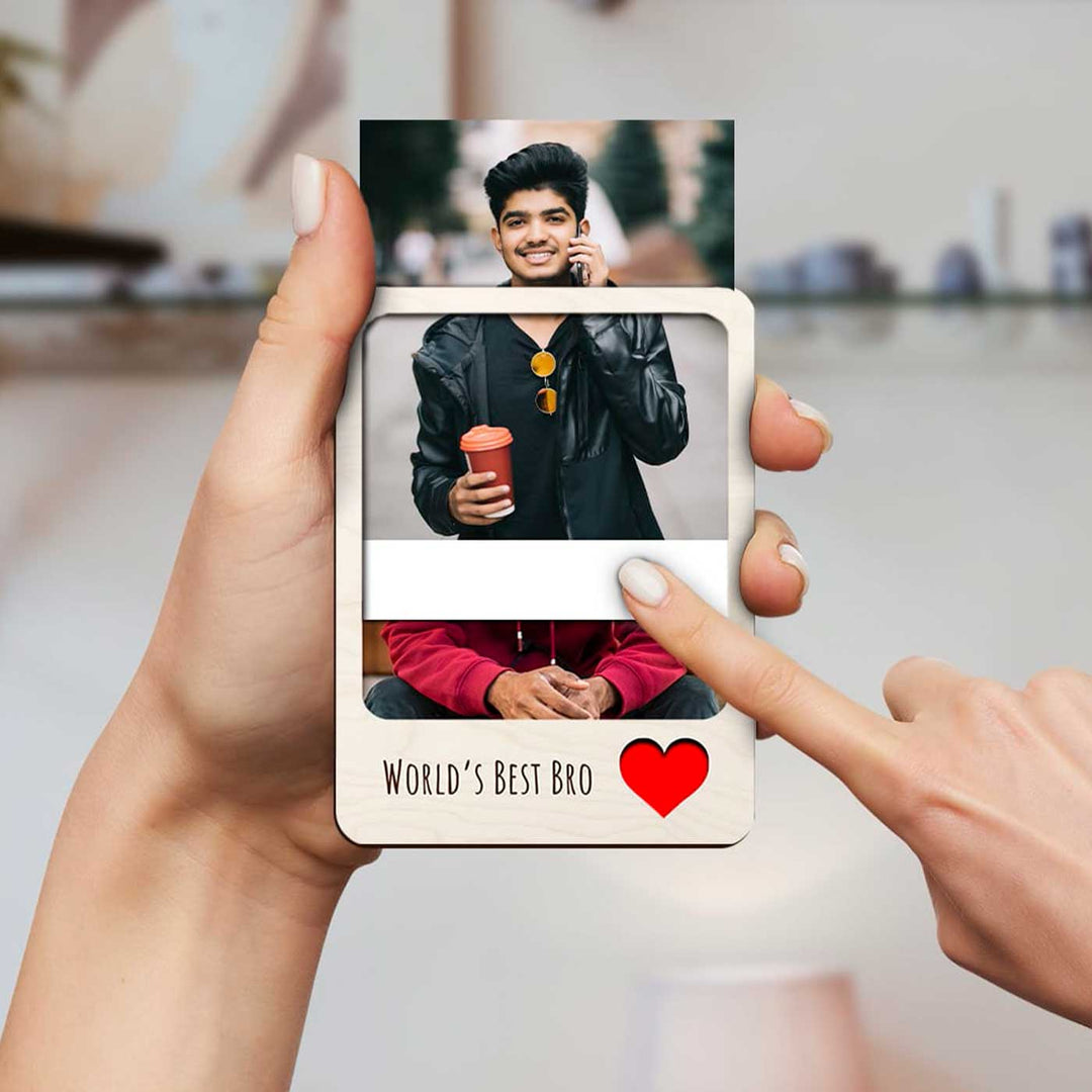 Photo Personalized Printed "World's Best Bro" Wooden Fridge Magnet