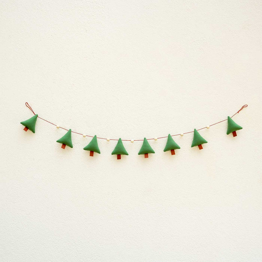 Handmade Little Tree Felt Garland Bunting For Christmas Wall Decoration - Full String Hanging Display