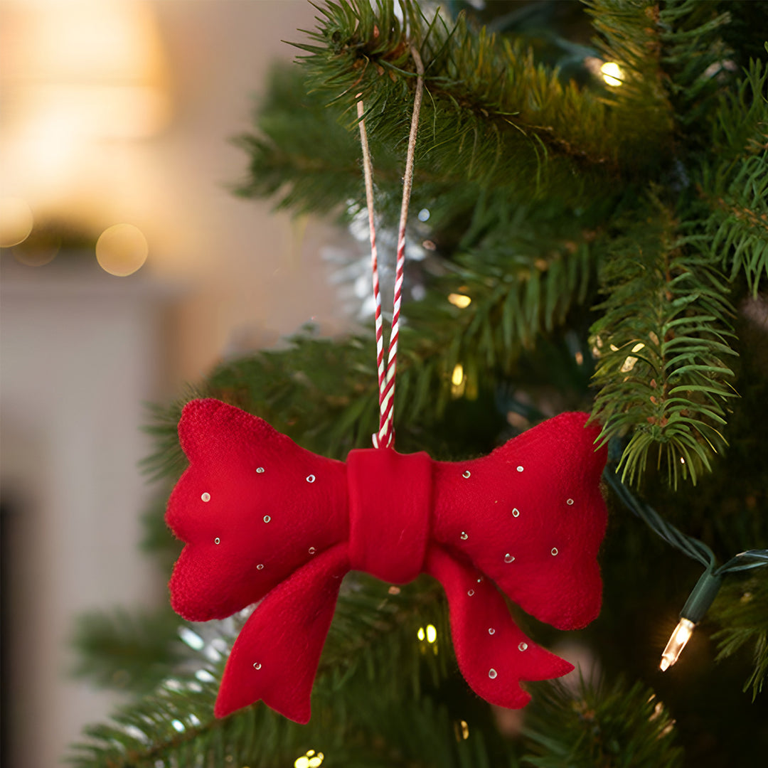Ruby Ribbon Felt Ornament For Christmas Tree Decoration