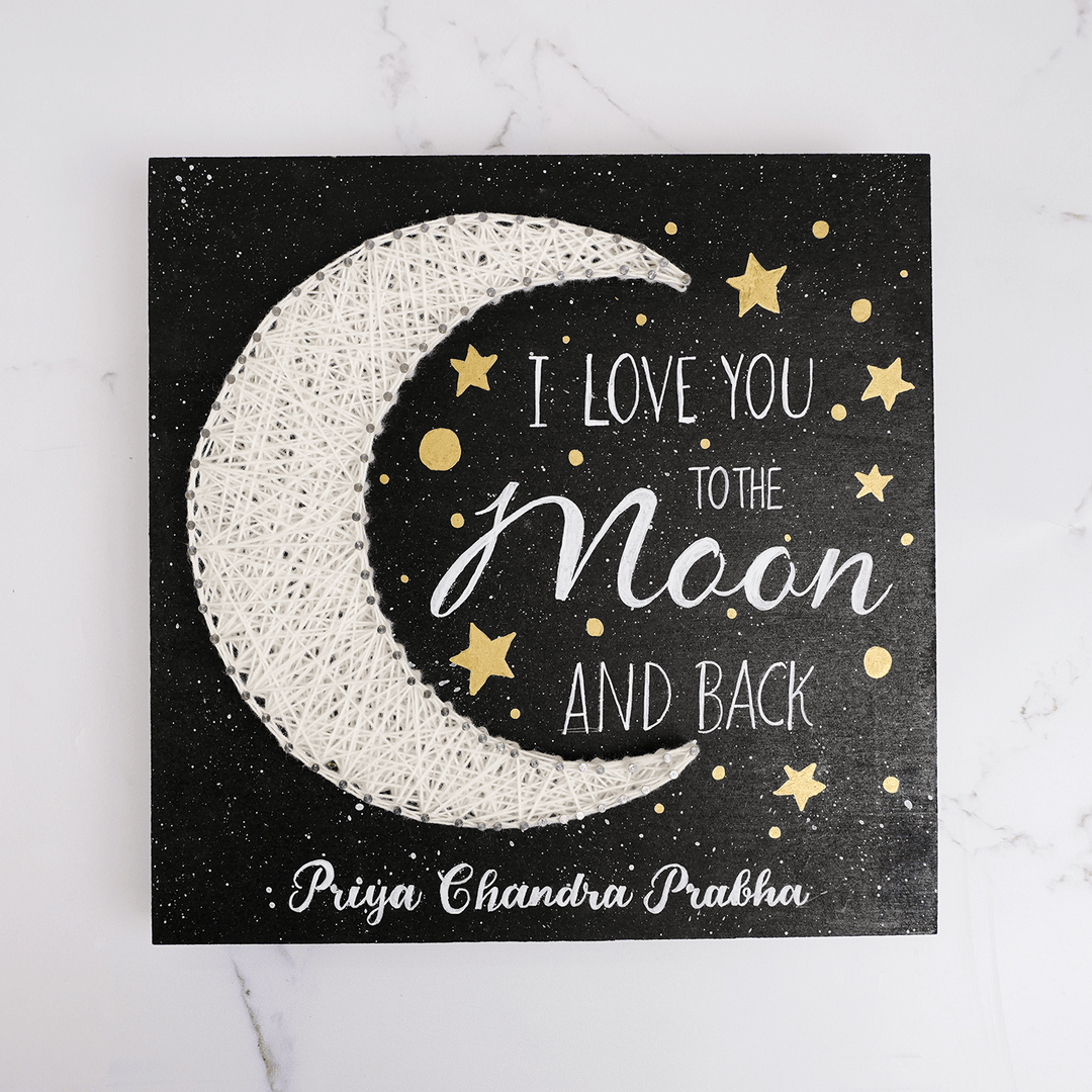 Customized Handmade String Art Moon Theme Wooden Decorative Plaque With Light