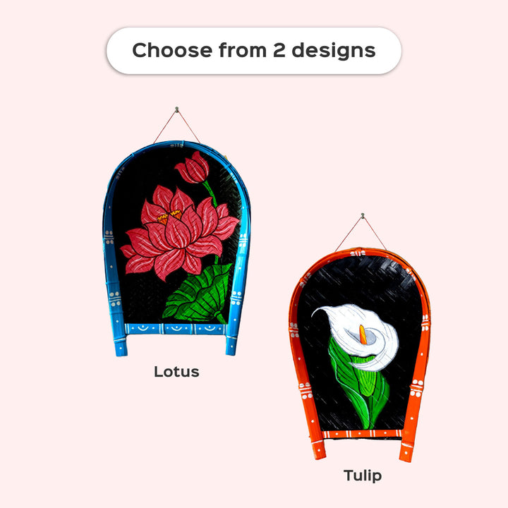 Handpainted Tulip Floral Art Bamboo Wall Decor