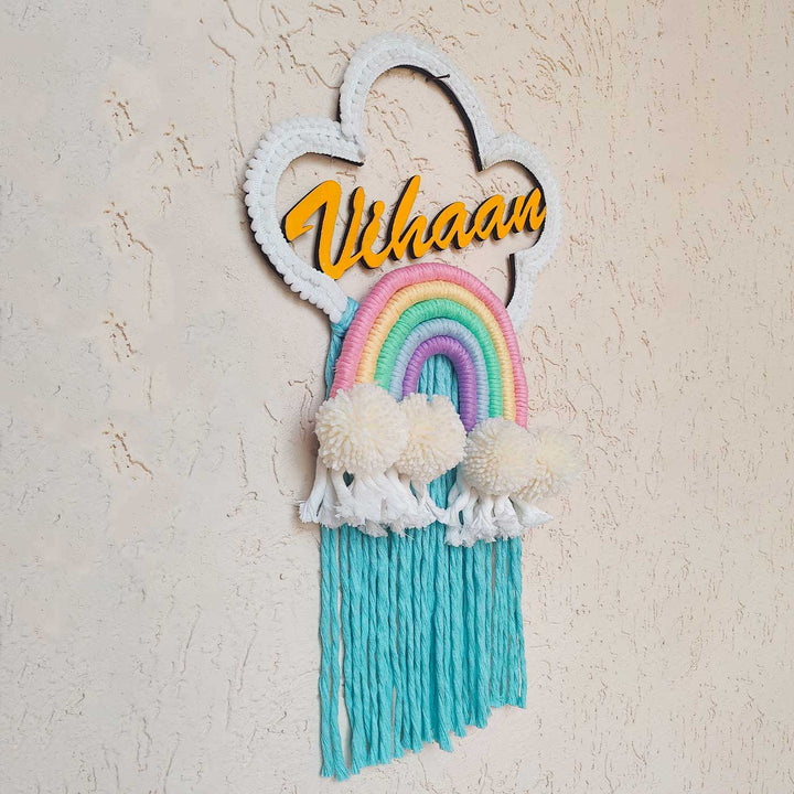 Personalized Macrame Cloud Theme Name Plate