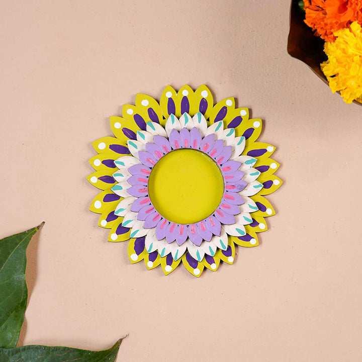 4 Pc | Handmade Flower Wooden Tealight Holder