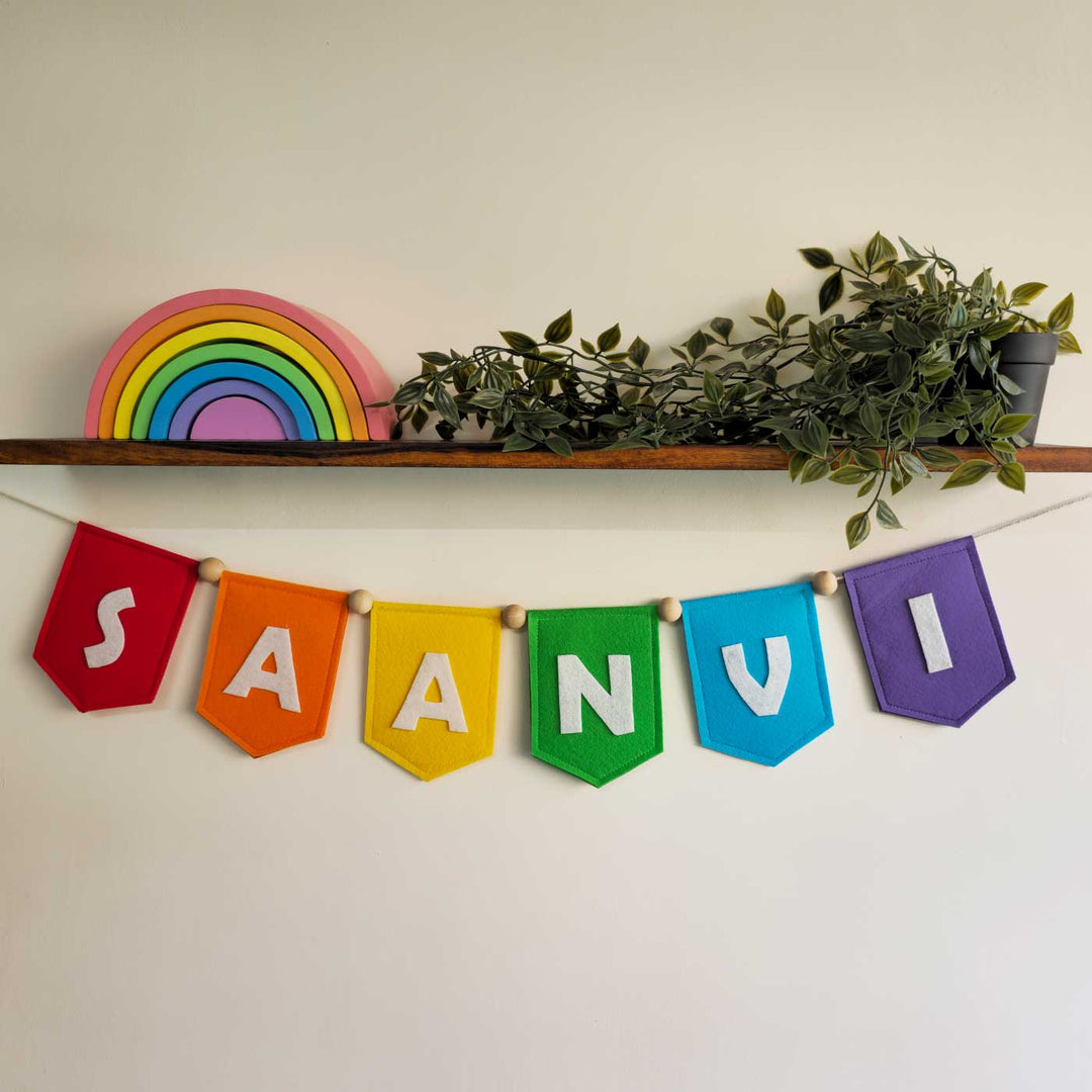 Personalized Handmade Rainbow Theme Felt Bunting