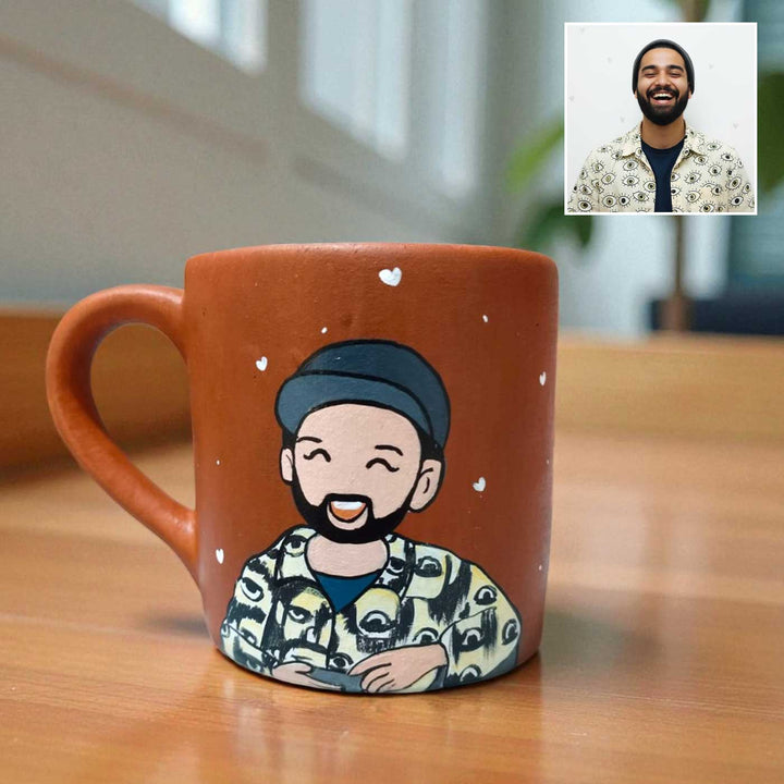 Photo Personalized Hand-Painted Cool Boy Terracotta Mug