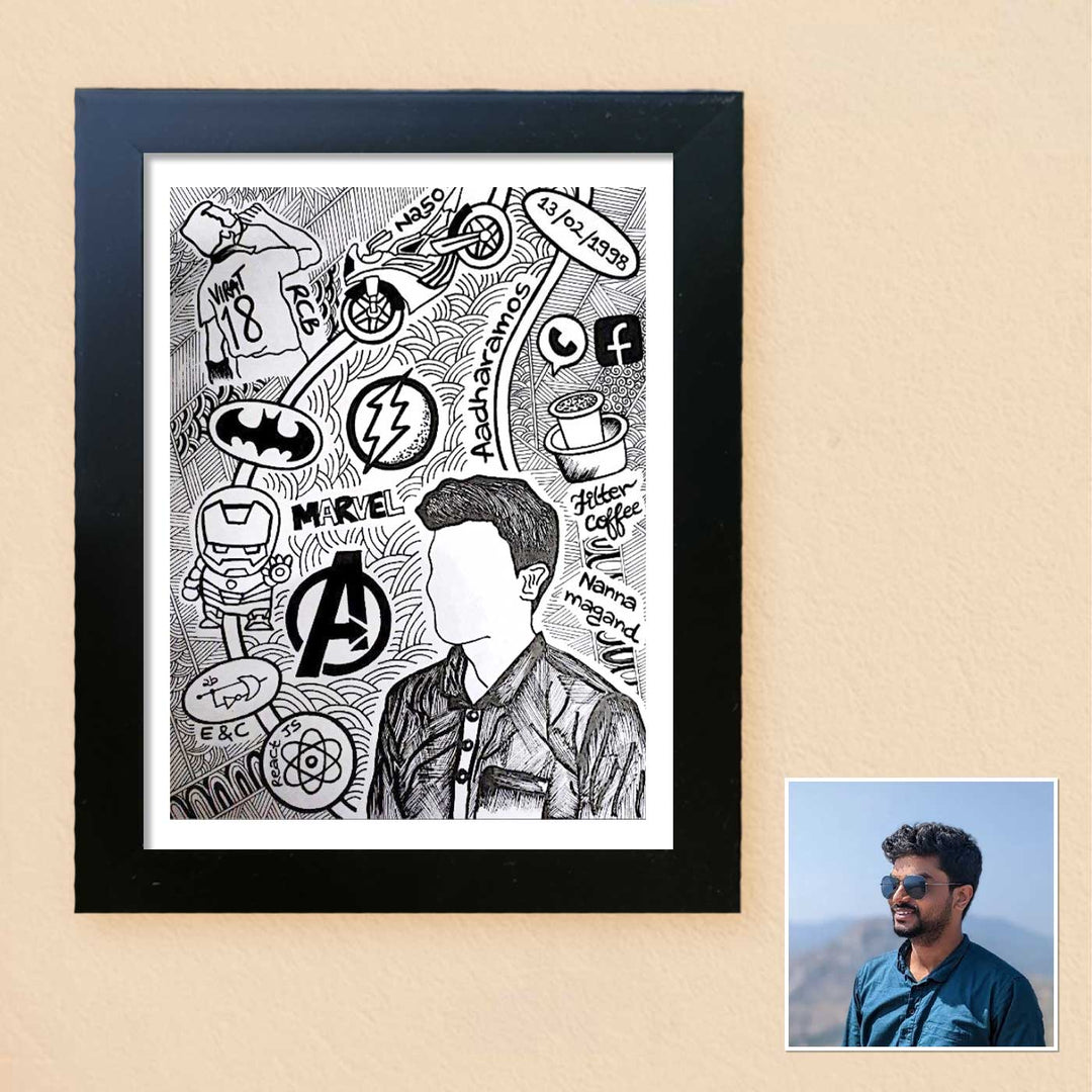 Photo Personalized Doodle Art MDF Wood Decorative Plaque