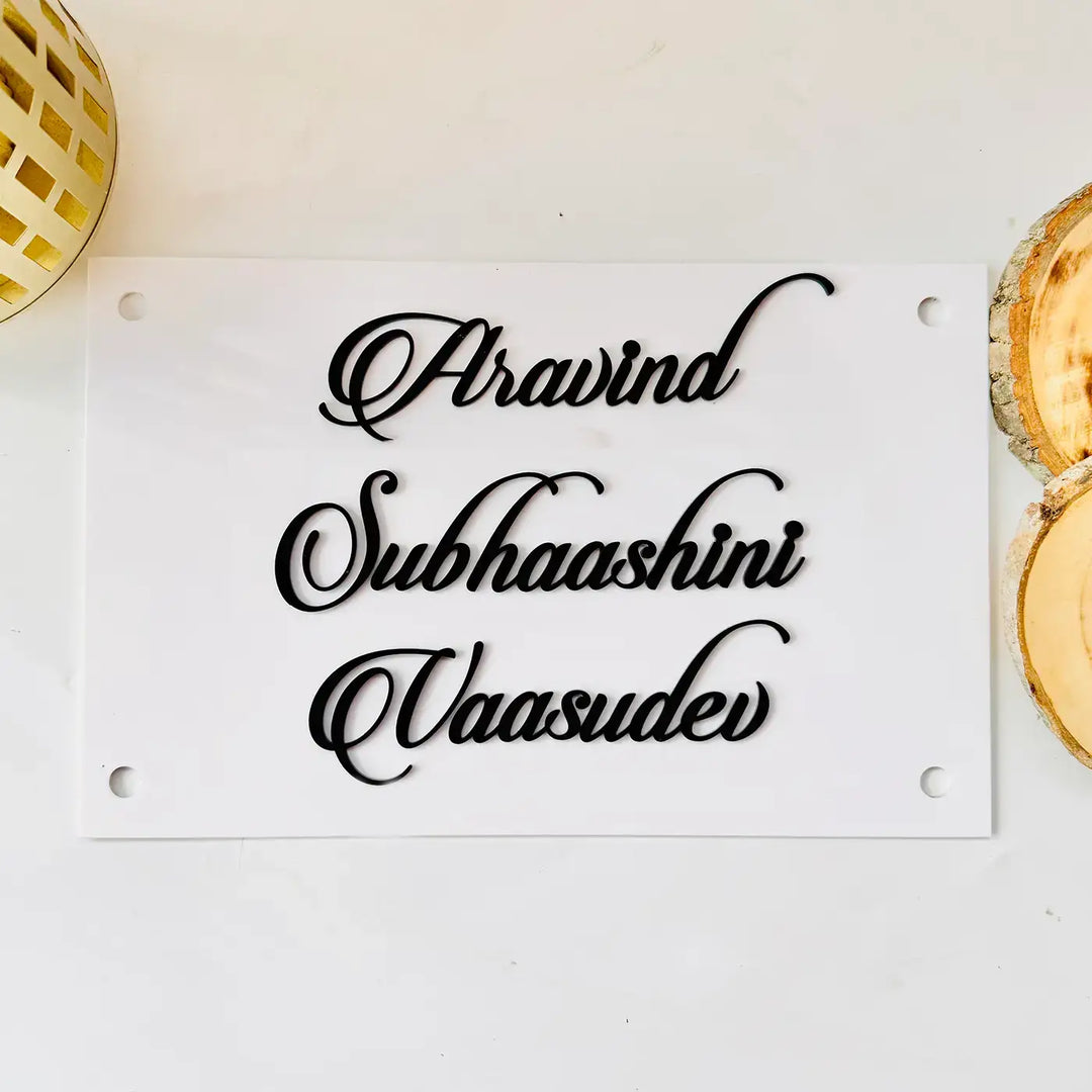 Personalized White Minimalist Acrylic Name Plate