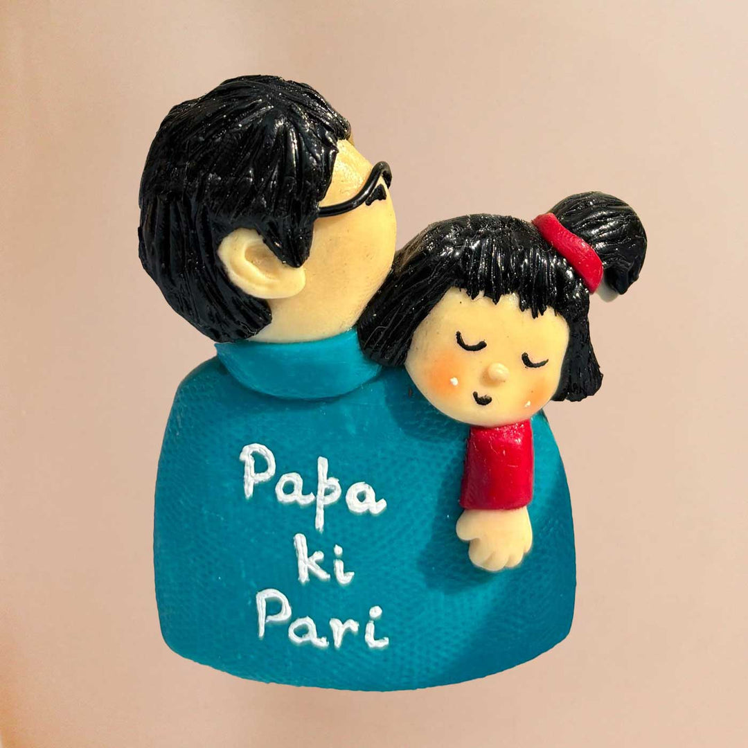 Personalized Hand-Painted Polymer Clay Papa And Daughter Theme Ceramic Mug