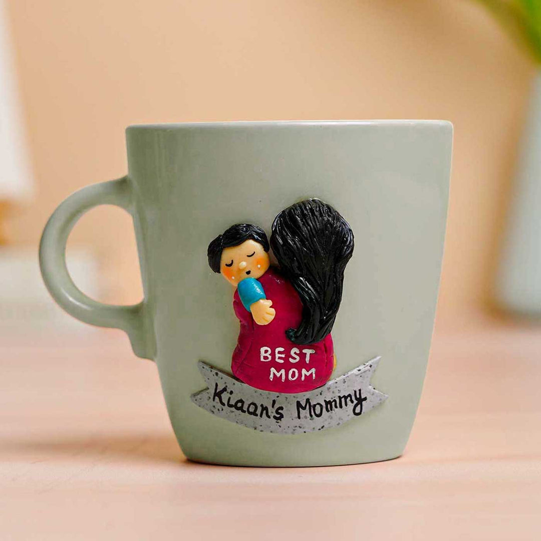 Personalized Hand-Painted Polymer Clay Best Mom Theme Ceramic Mug