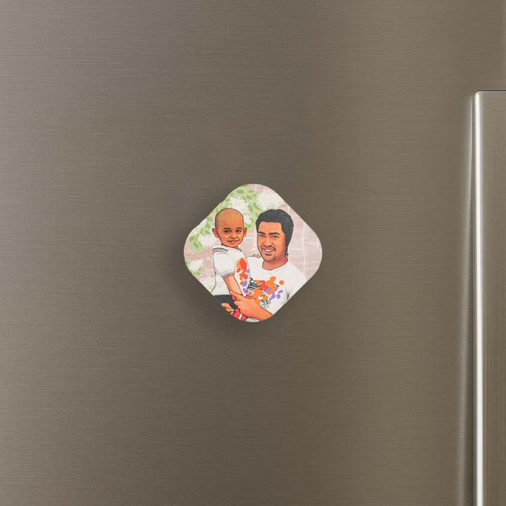 Photo Personalized Hand-Painted Dad Theme MDF Wood Fridge Magnet