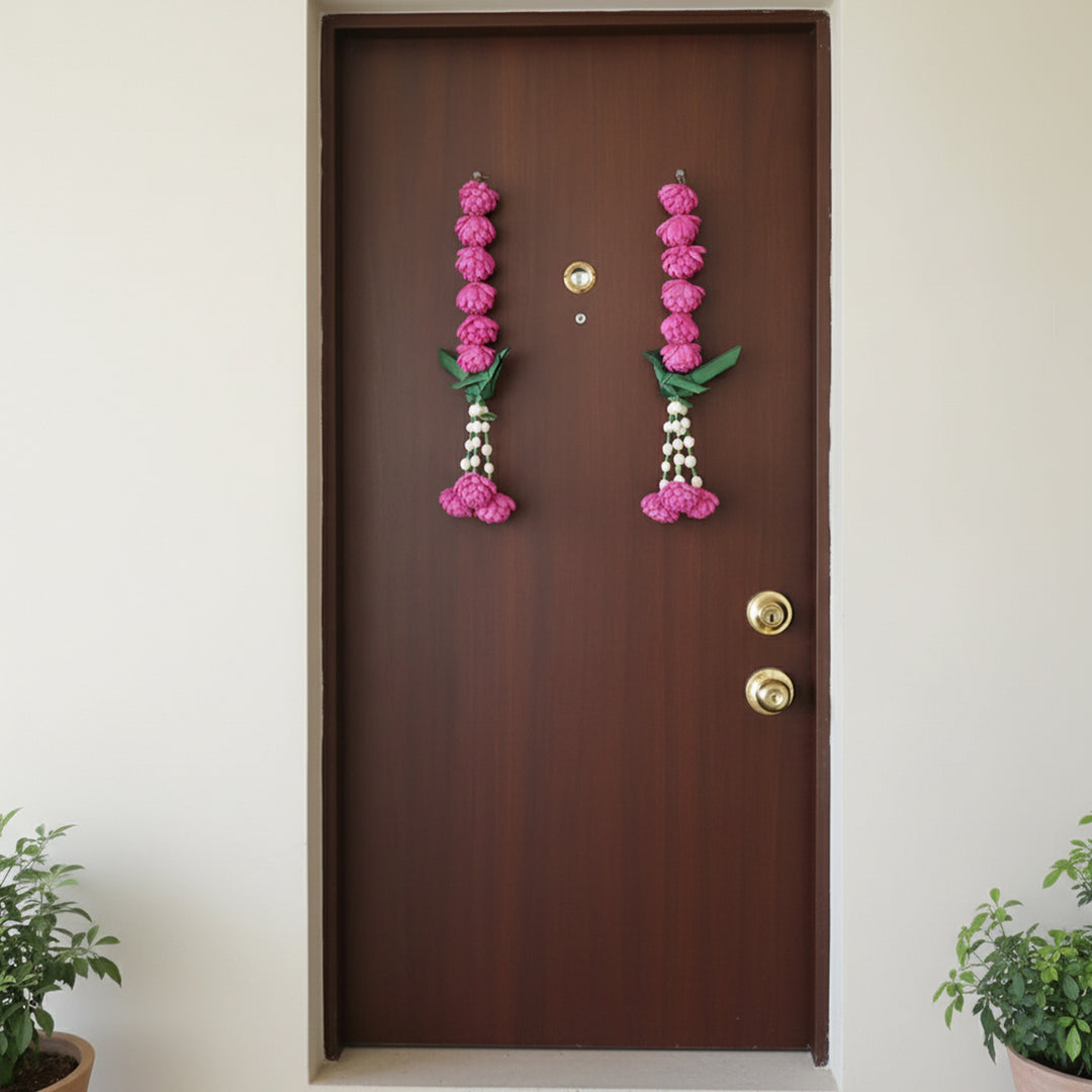 2 Pc | Handmade Magenta Aura Shola Flower Hangings